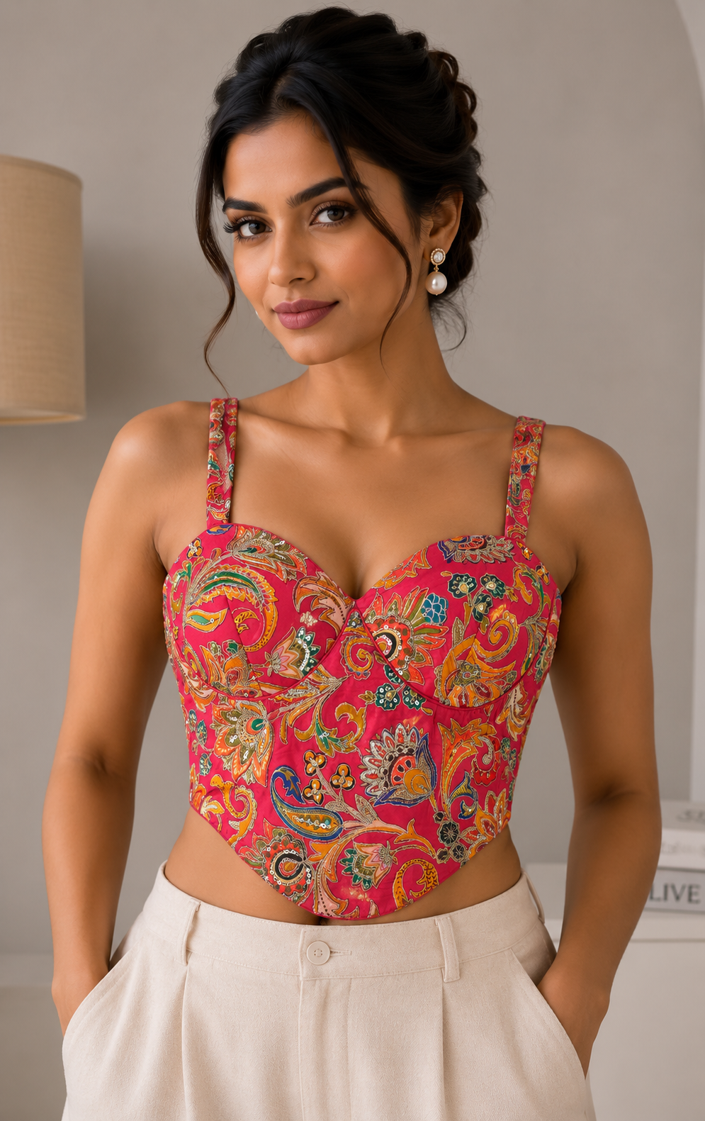 Banjara India Embroidered Festive Wear Latest Corset Style Blouse-BL-CRST-Pink
