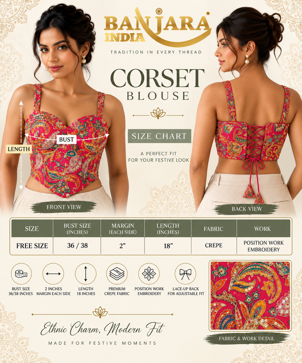 Banjara India Embroidered Festive Wear Latest Corset Style Blouse-BL-CRST-Blue