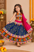 Banjara India Kutchi Emboidered Black Girls Chaniya Choli with Dupatta (CC-RJS) - Blue