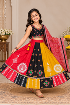 Banjara India Kutchi Embroidered Black Girls Chaniya Choli with Dupatta (CC-FNCY) - Black