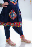 Banjara India Kutchi Embroidered Girls Dhoti Set (DHT-111) - Navy