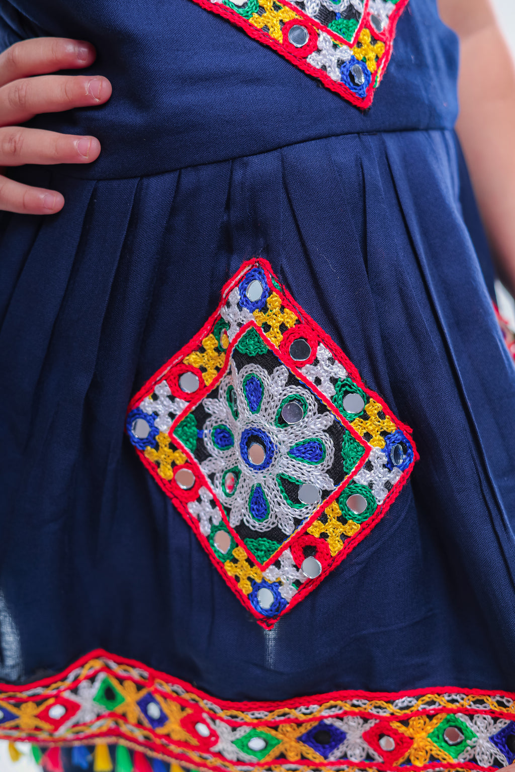 Banjara India Kutchi Embroidered Girls Dhoti Set (DHT-111) - Navy