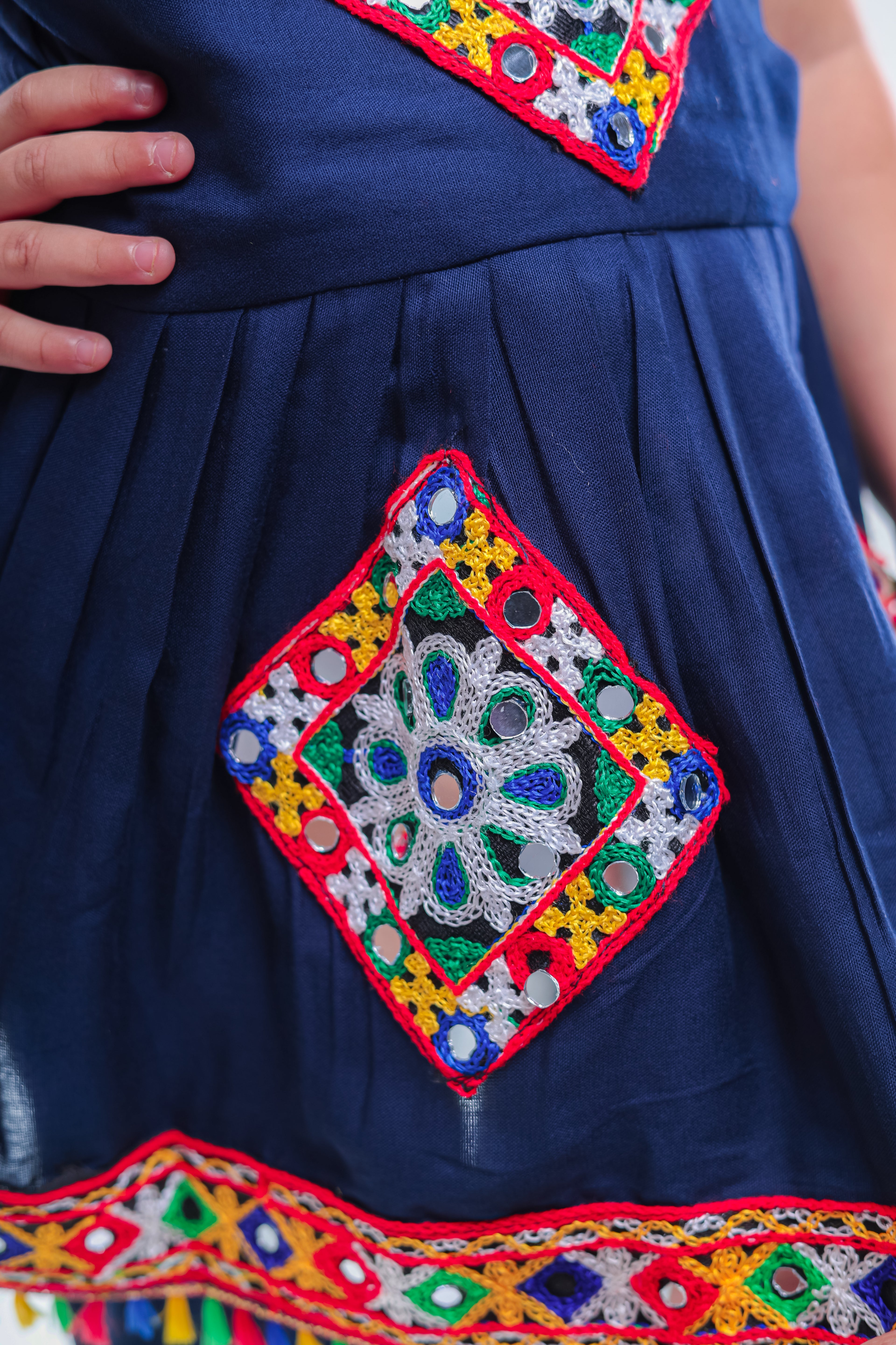 Banjara India Kutchi Embroidered Girls Dhoti Set (DHT-111) - Navy