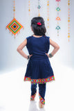 Banjara India Kutchi Embroidered Girls Dhoti Set (DHT-111) - Navy