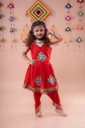 Banjara India Kutchi Embroidered Girls Dhoti Set (DHT-111) - Red