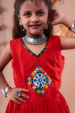 Banjara India Kutchi Embroidered Girls Dhoti Set (DHT-111) - Red
