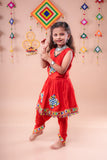 Banjara India Kutchi Embroidered Girls Dhoti Set (DHT-111) - Red