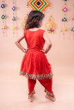 Banjara India Kutchi Embroidered Girls Dhoti Set (DHT-111) - Red