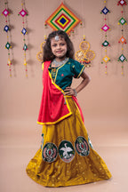 Banjara India Kutchi Embroidered Girls Chaniya Choli with Dupatta (CC-Bird)-Yellow