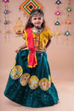 Banjara India Kutchi Embroidered Girls Chaniya Choli with Dupatta (CC-Bird)-Green