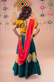 Banjara India Kutchi Embroidered Girls Chaniya Choli with Dupatta (CC-Bird)-Green