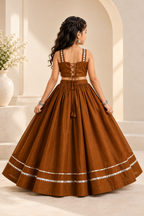 Banjara India Roman Silk Festive Wear Lehanga Choli Set (CC-SIYA-Brown)