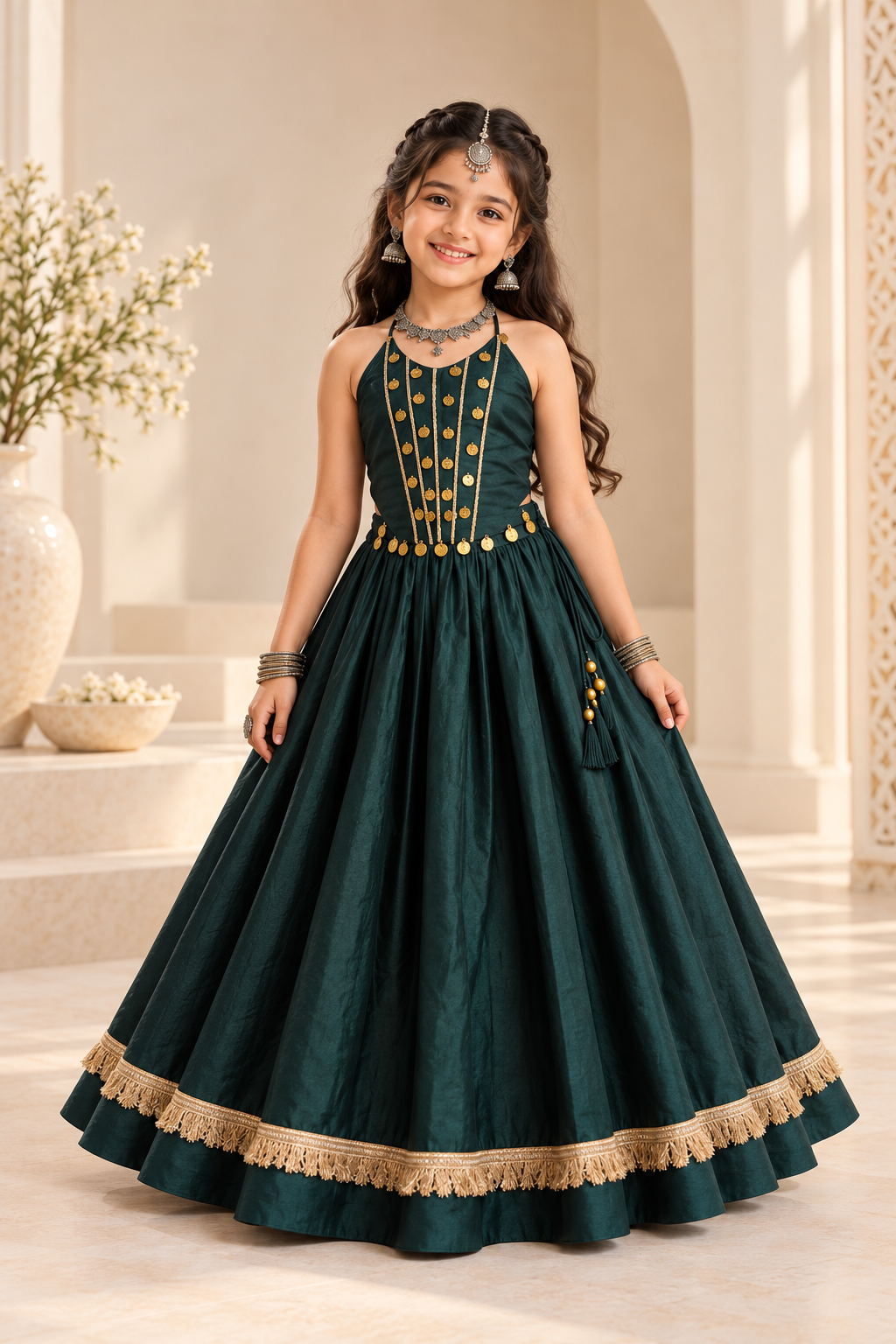 Banjara India Roman Silk Festive Wear Lehanga Choli Set (CC-SIYA-Green)