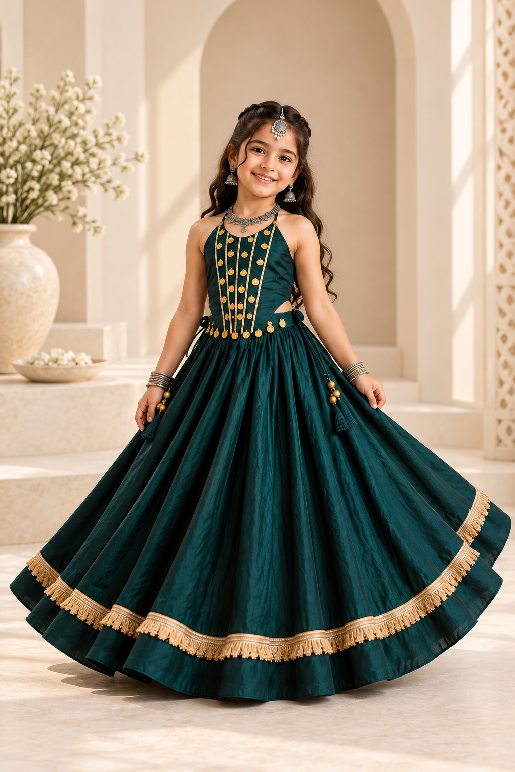 Banjara India Roman Silk Festive Wear Lehanga Choli Set (CC-SIYA-Green)