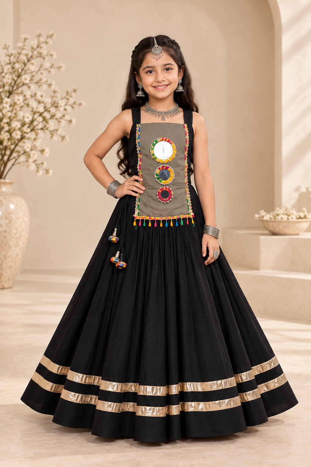 Banjara India Roman Silk Festive Wear Lehanga Choli Set (CC-SIYA-Black)