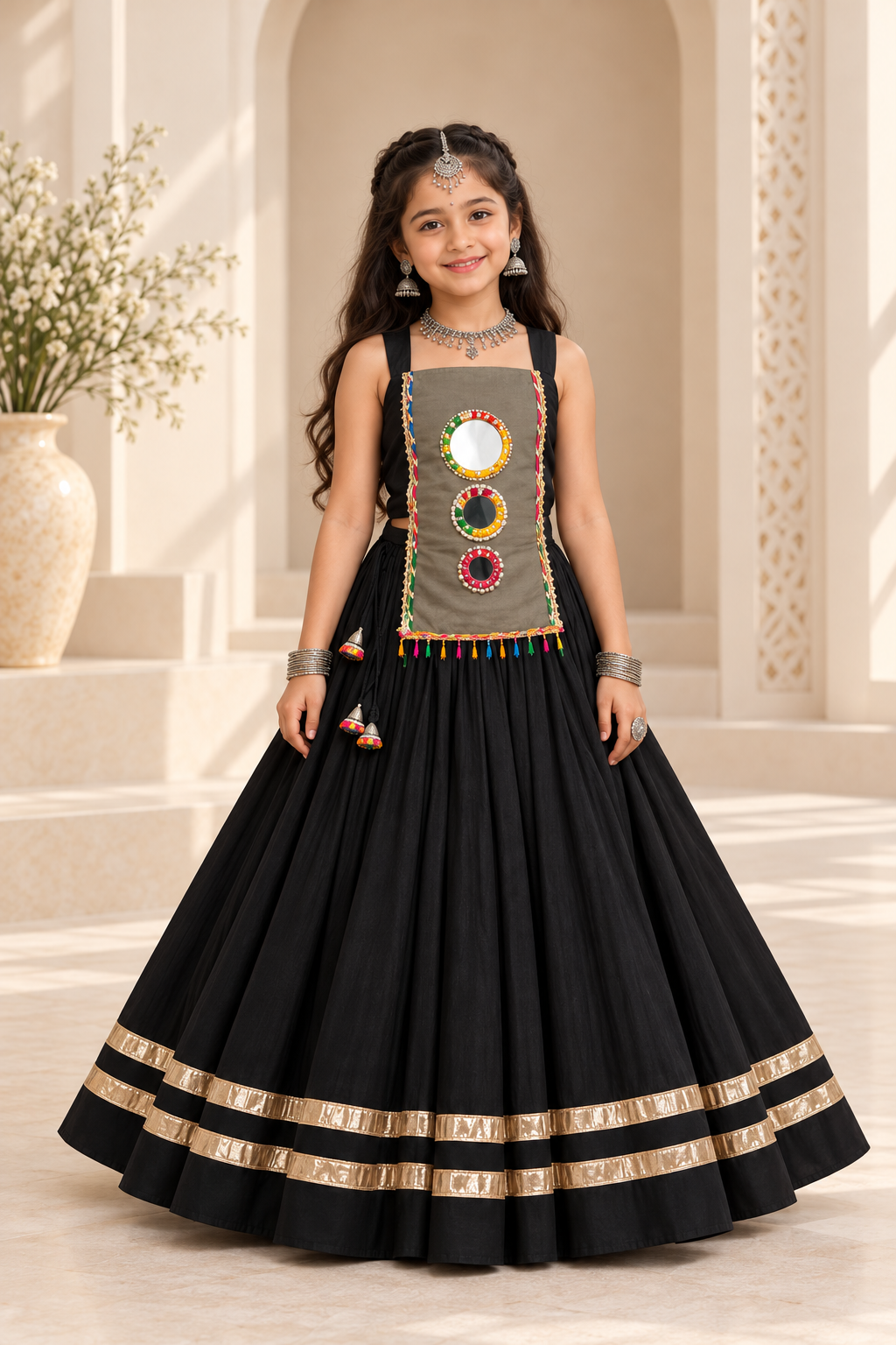 Banjara India Roman Silk Festive Wear Lehanga Choli Set (CC-SIYA-Black)