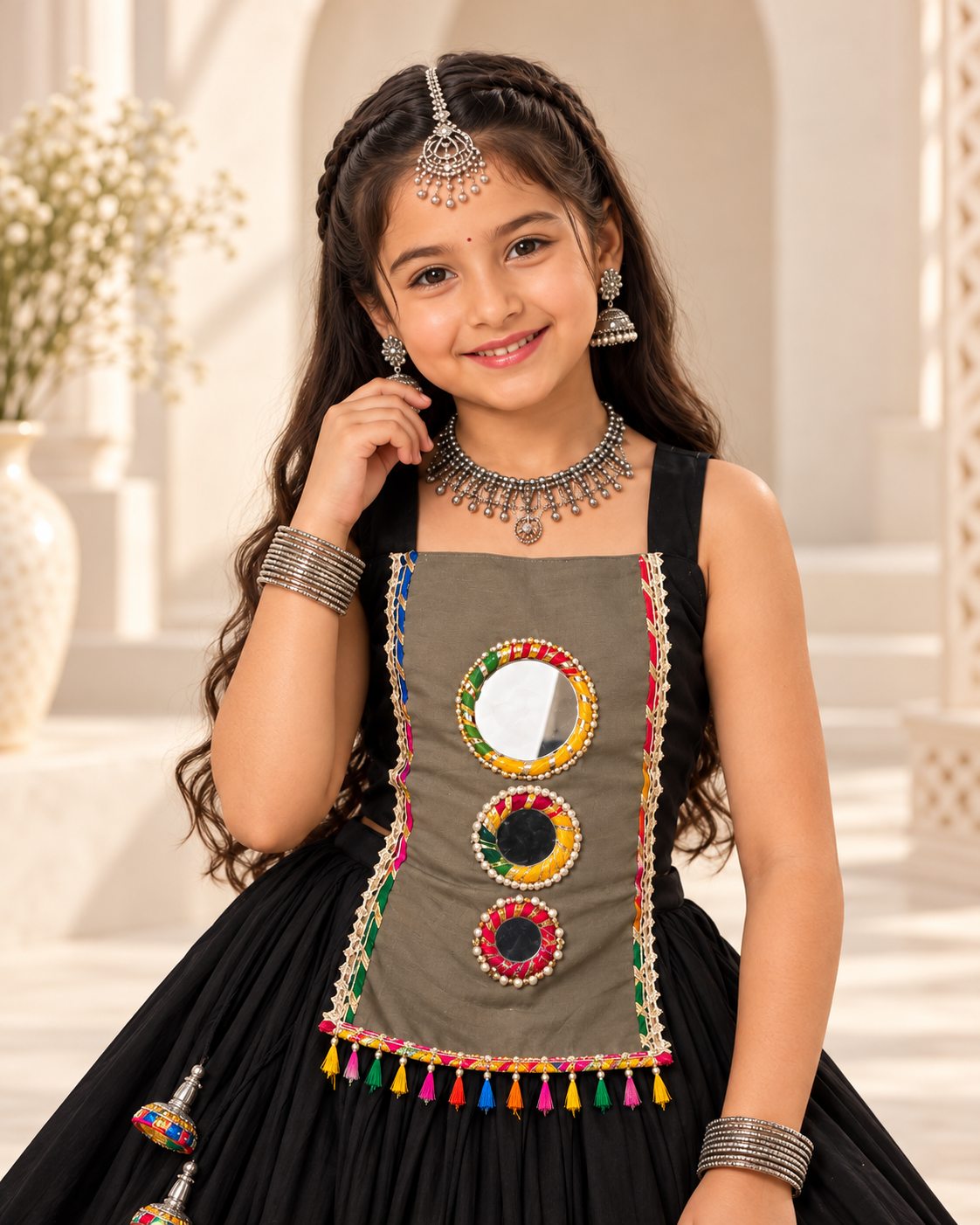 Banjara India Roman Silk Festive Wear Lehanga Choli Set (CC-SIYA-Black)
