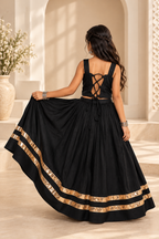 Banjara India Roman Silk Festive Wear Lehanga Choli Set (CC-SIYA-Black)