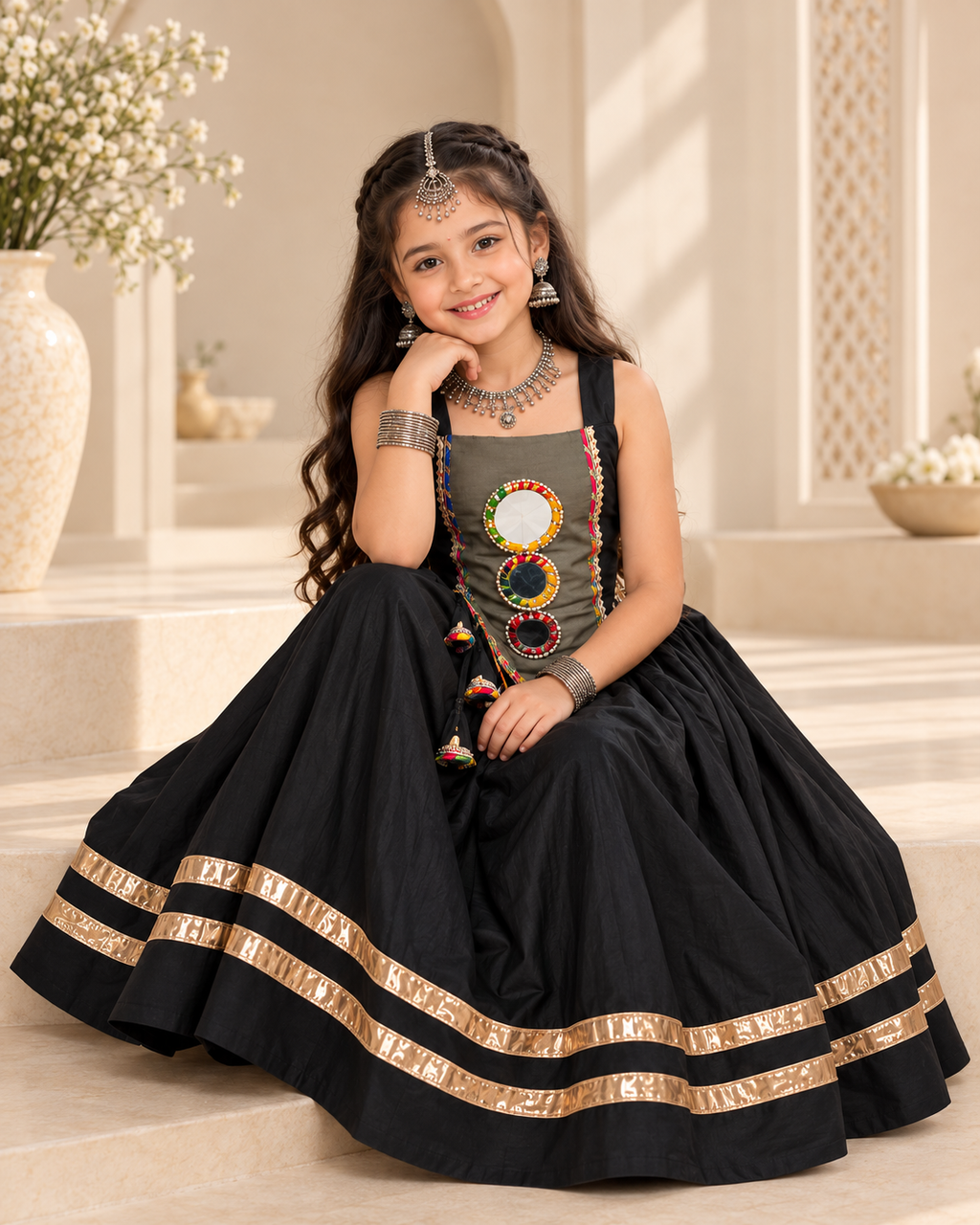 Banjara India Roman Silk Festive Wear Lehanga Choli Set (CC-SIYA-Black)