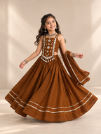 Banjara India Roman Silk Festive Wear Lehanga Choli Set (CC-SIYA-Brown)