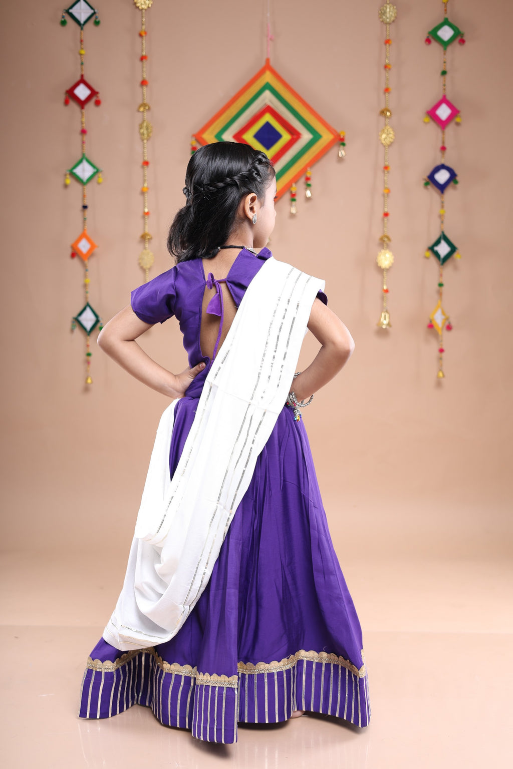 Banjara India Festive Wear Girls Lehenga Choli Set with Dupatta (CC-VERL) - Purple