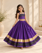 Banjara India Roman Silk Festive Wear Lehanga Choli Set (CC-SIYA-Purple)