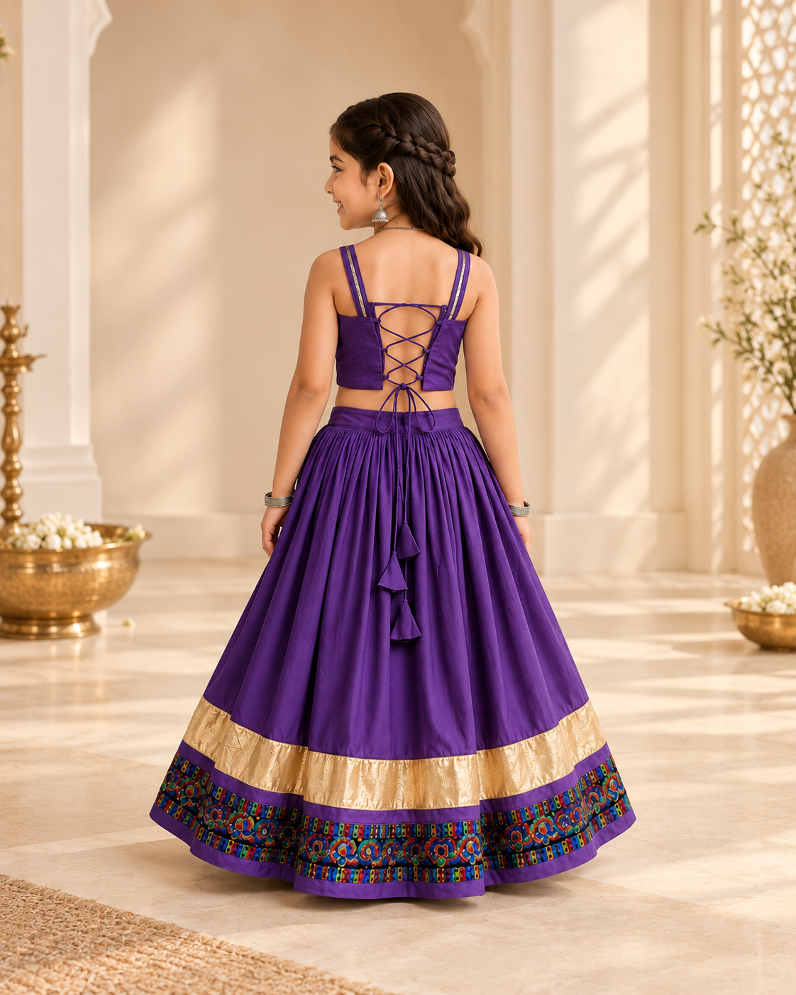 Banjara India Roman Silk Festive Wear Lehanga Choli Set (CC-SIYA-Purple)