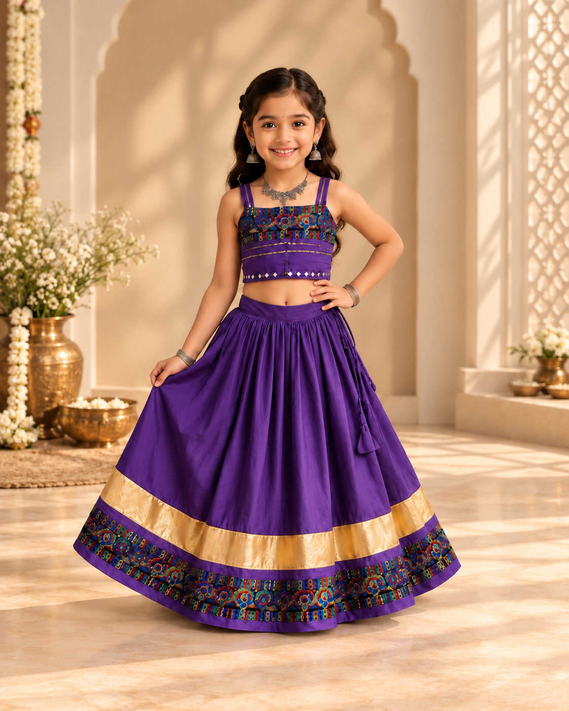 Banjara India Roman Silk Festive Wear Lehanga Choli Set (CC-SIYA-Purple)