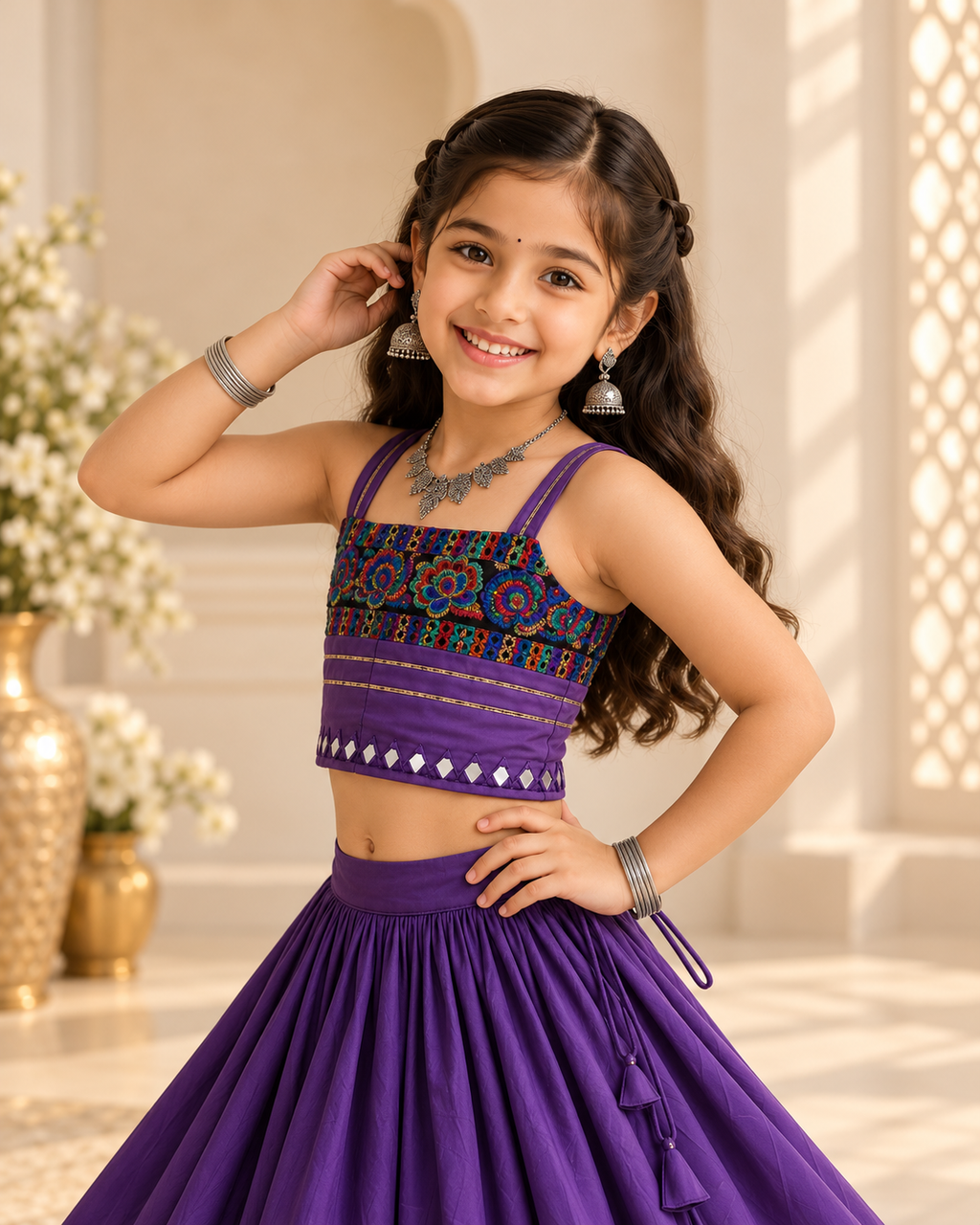 Banjara India Roman Silk Festive Wear Lehanga Choli Set (CC-SIYA-Purple)
