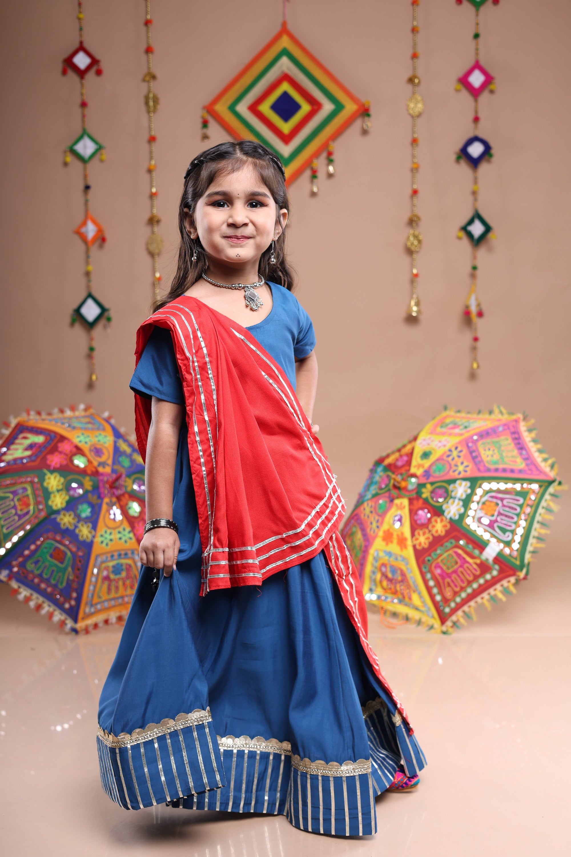 Banjara India Festive Wear Girls Lehenga Choli Set with Dupatta (CC-VERL) - Teal