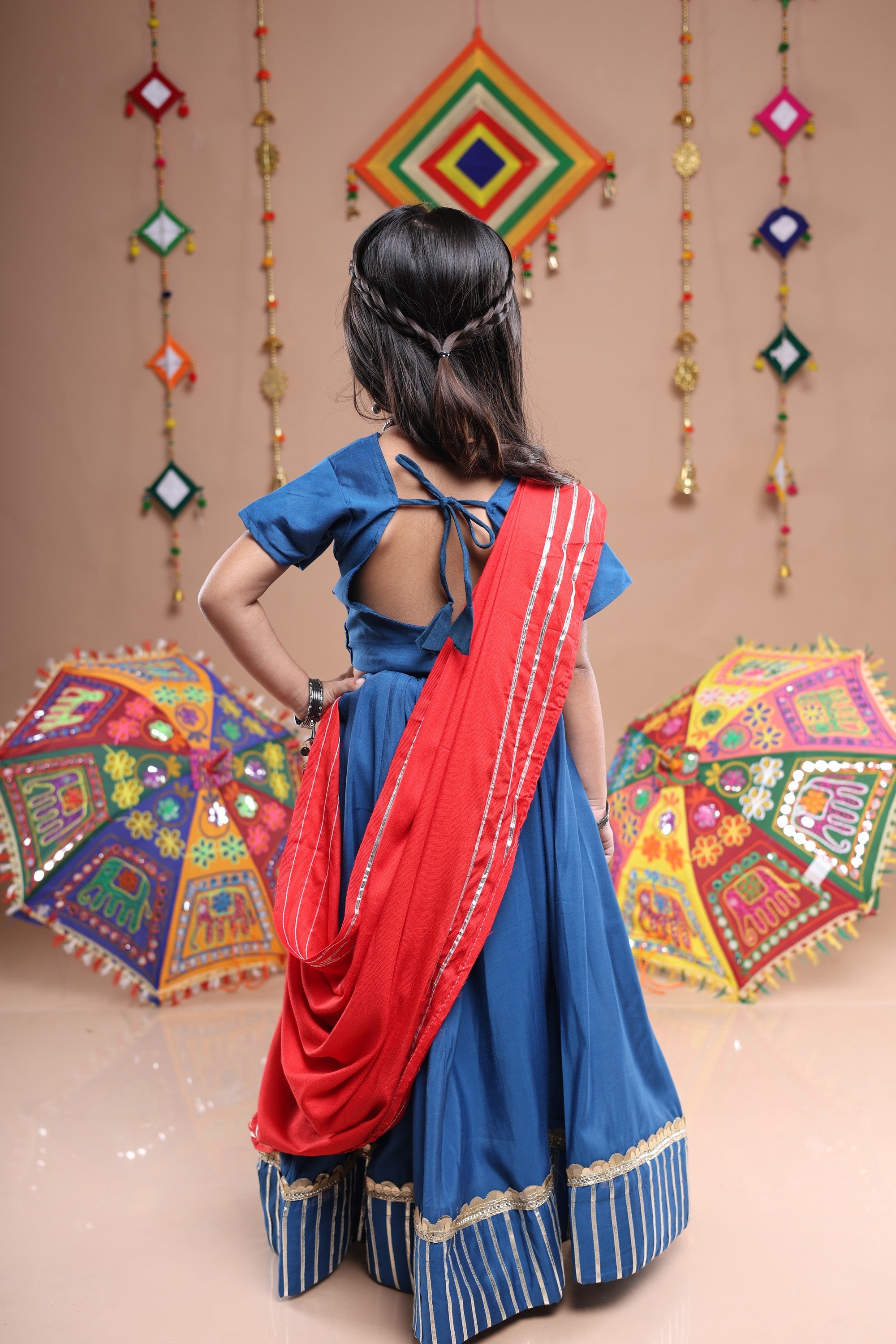 Banjara India Festive Wear Girls Lehenga Choli Set with Dupatta (CC-VERL) - Teal