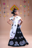 Banjara India Kutchi Embroidered Girls Chaniya Choli with Dupatta (CC-WHRK)-Black