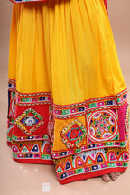Banjara India Festive Wear Kutchwork Embroidered Girls Lehenga Choli Set with Dupatta (CC-JHMK) - Yellow