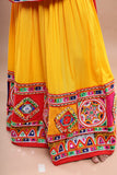 Banjara India Festive Wear Kutchwork Embroidered Girls Lehenga Choli Set with Dupatta (CC-JHMK) - Yellow
