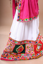 Banjara India Festive Wear Kutchwork Embroidered Girls Lehenga Choli Set with Dupatta (CC-JHMK) - White