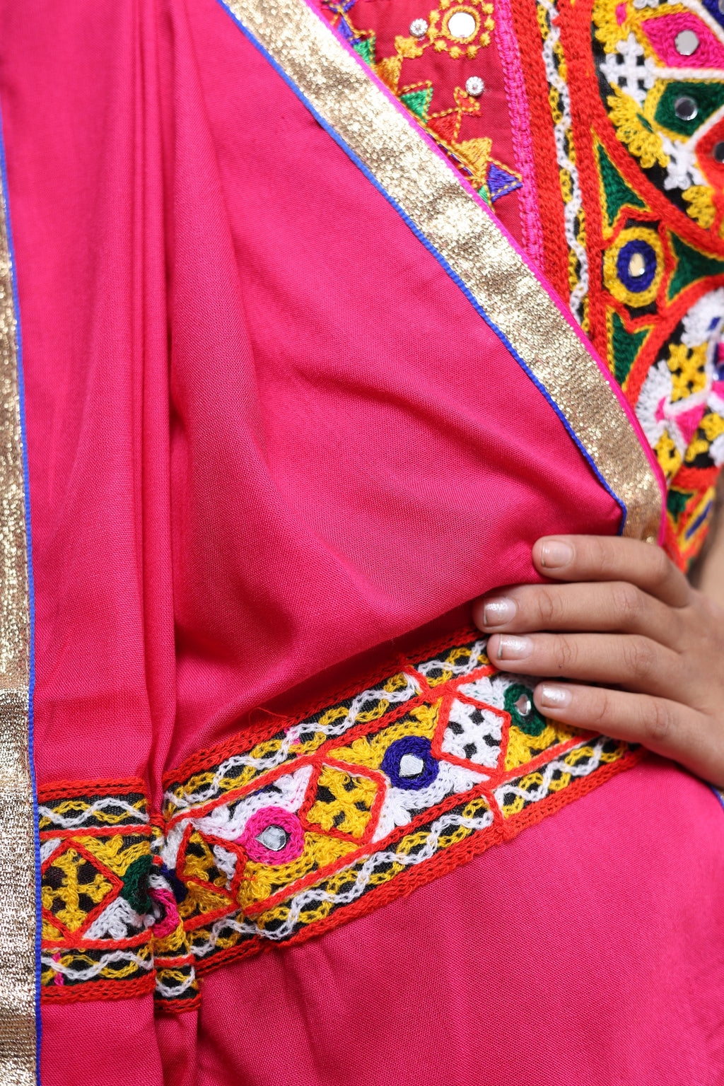 Banjara India Festive Wear Kutchwork Embroidered Girls Lehenga Choli Set with Dupatta (CC-SNDO) - Pink