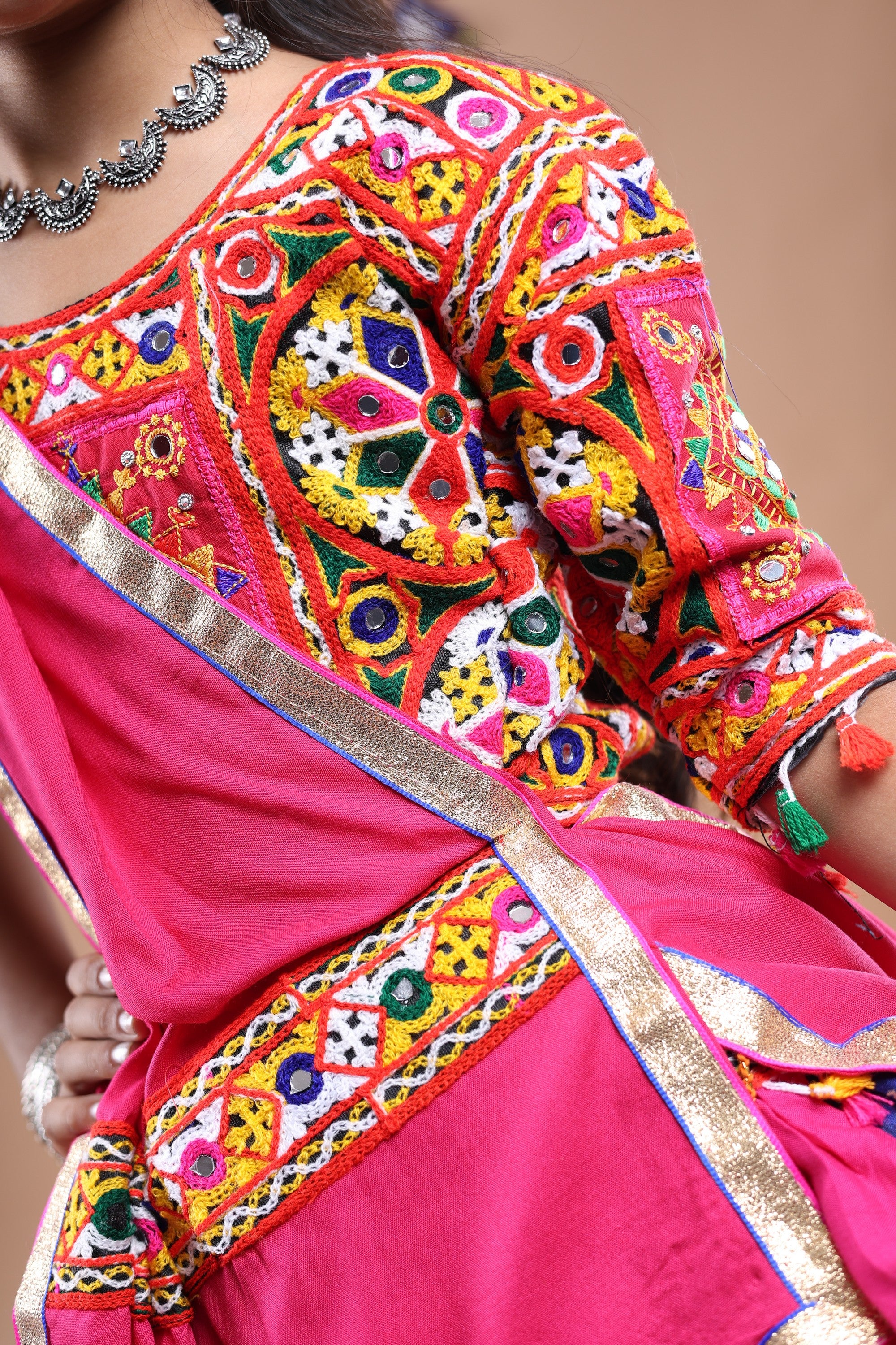 Banjara India Festive Wear Kutchwork Embroidered Girls Lehenga Choli Set with Dupatta (CC-SNDO) - Pink
