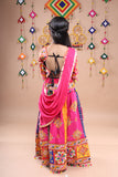 Banjara India Festive Wear Kutchwork Embroidered Girls Lehenga Choli Set with Dupatta (CC-SNDO) - Pink