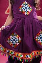Banjara India Kutchi Embroidered Girls Dhoti Set (DHT-111) - Wine