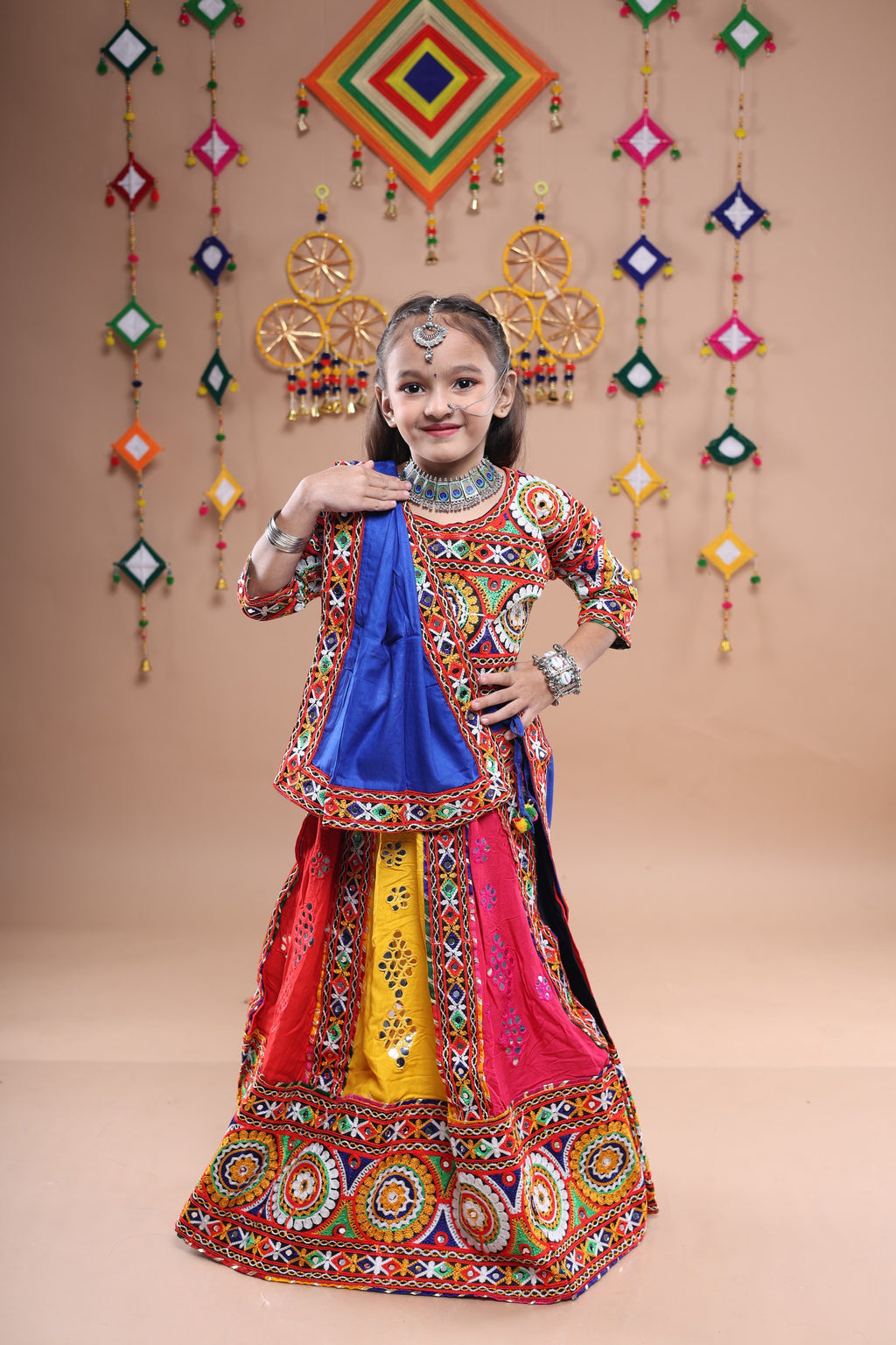 Banjara India Festive Wear Kutchwork Embroidered Girls Lehenga Choli Set with Dupatta (CC-KJKL) - Blue