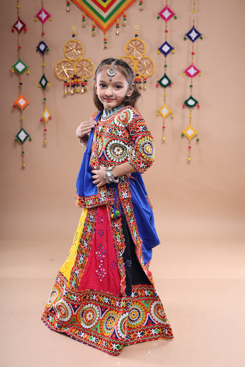 Banjara India Festive Wear Kutchwork Embroidered Girls Lehenga Choli Set with Dupatta (CC-KJKL) - Blue