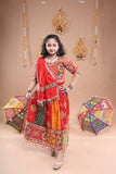 Banjara India Festive Wear Kutchwork Embroidered Girls Lehenga Choli Set with Dupatta (CC-SNDO) - Red