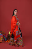 Banjara India Cotton Long Flair Aari Embroidery Kutch Work (Lehenga Choli) Chaniya Choli Set with Dupatta -(CC-WAVE-BLACK)