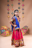 Banjara India Festive Wear Kutchwork Embroidered Girls Lehenga Choli Set with Dupatta (CC-SCKK) - Pink