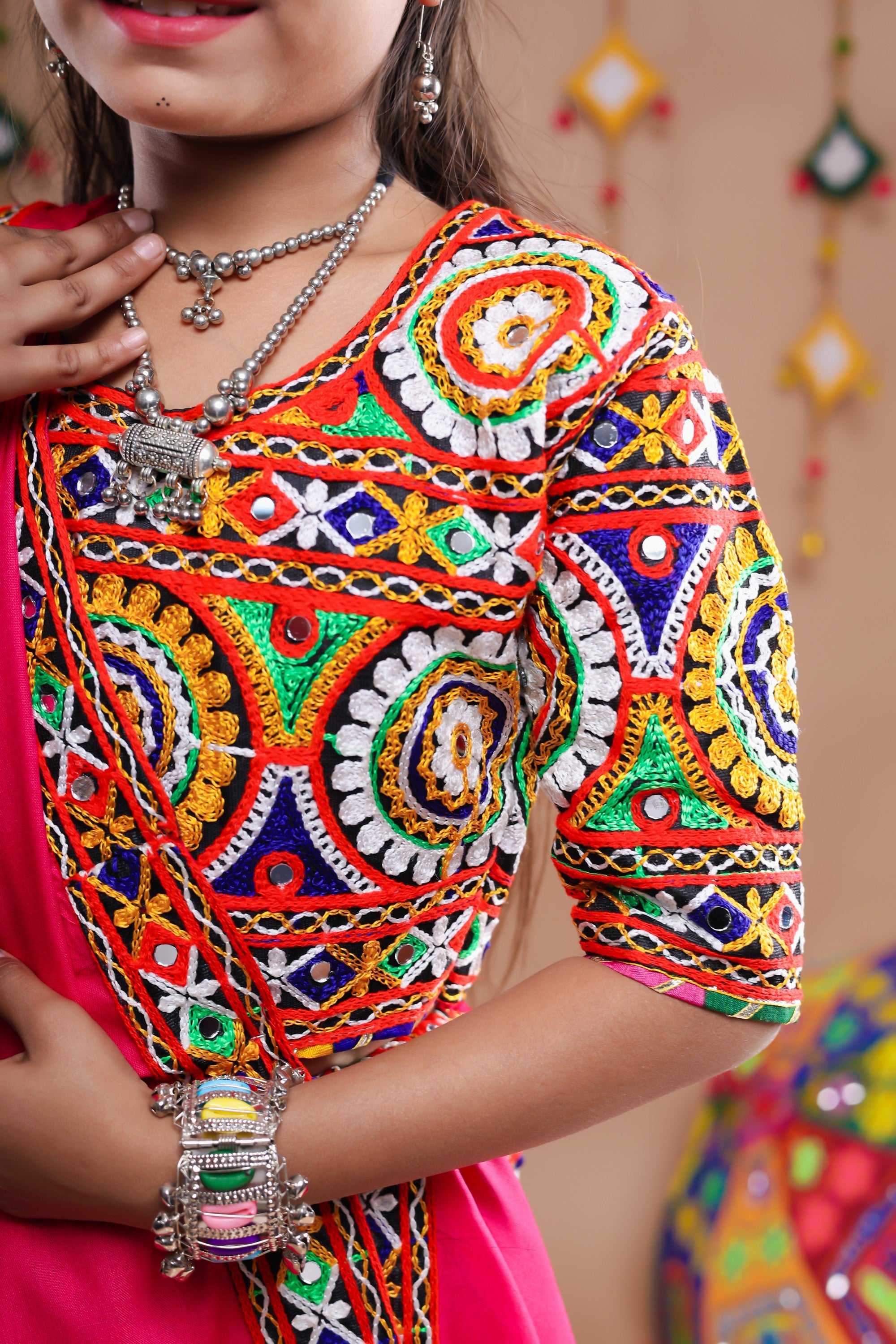 Banjara India Festive Wear Kutchwork Embroidered Girls Lehenga Choli Set with Dupatta (CC-CKKR) - White