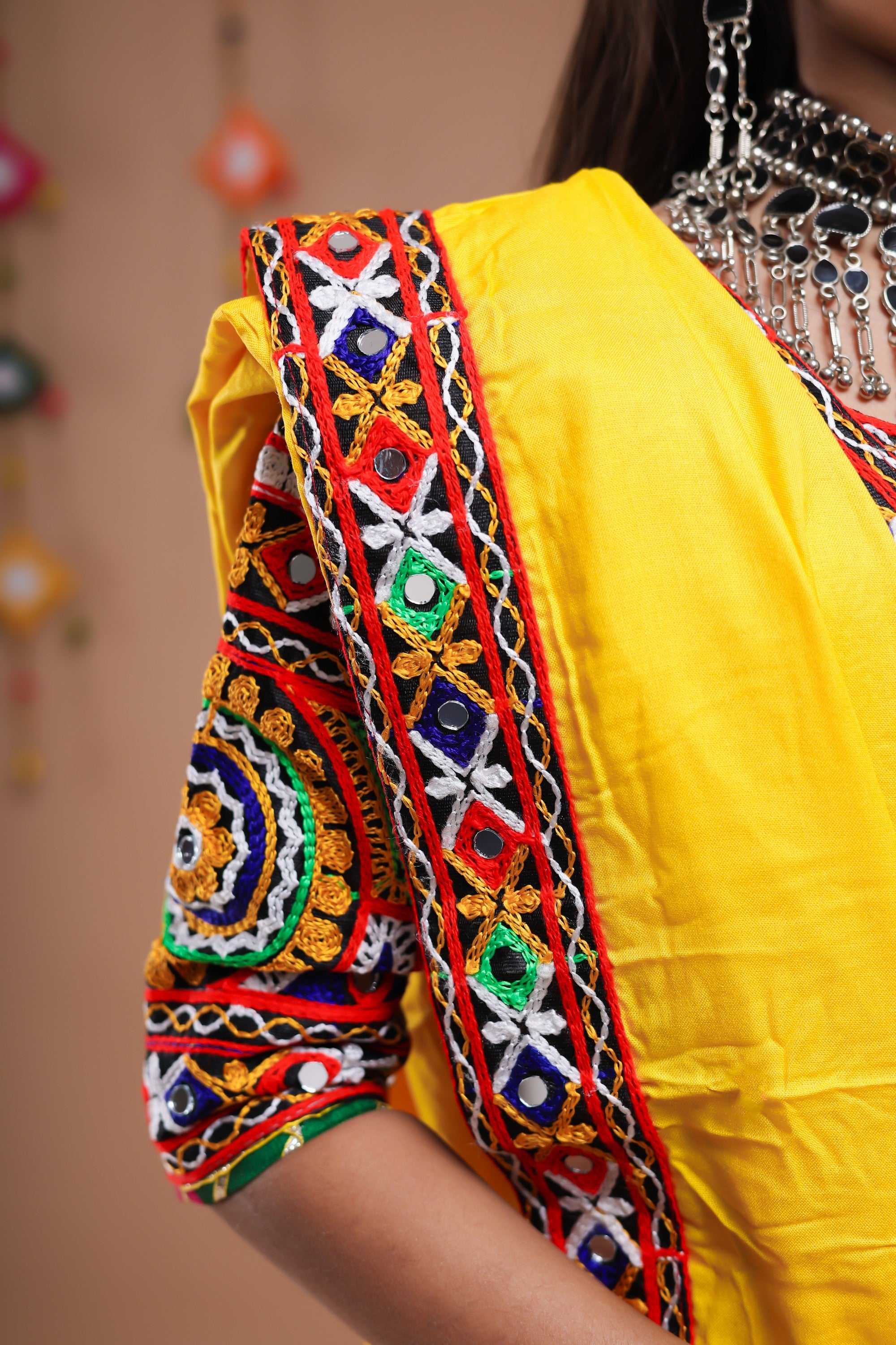 Banjara India Festive Wear Kutchwork Embroidered Girls Lehenga Choli Set with Dupatta (CC-KJKL) - Yellow