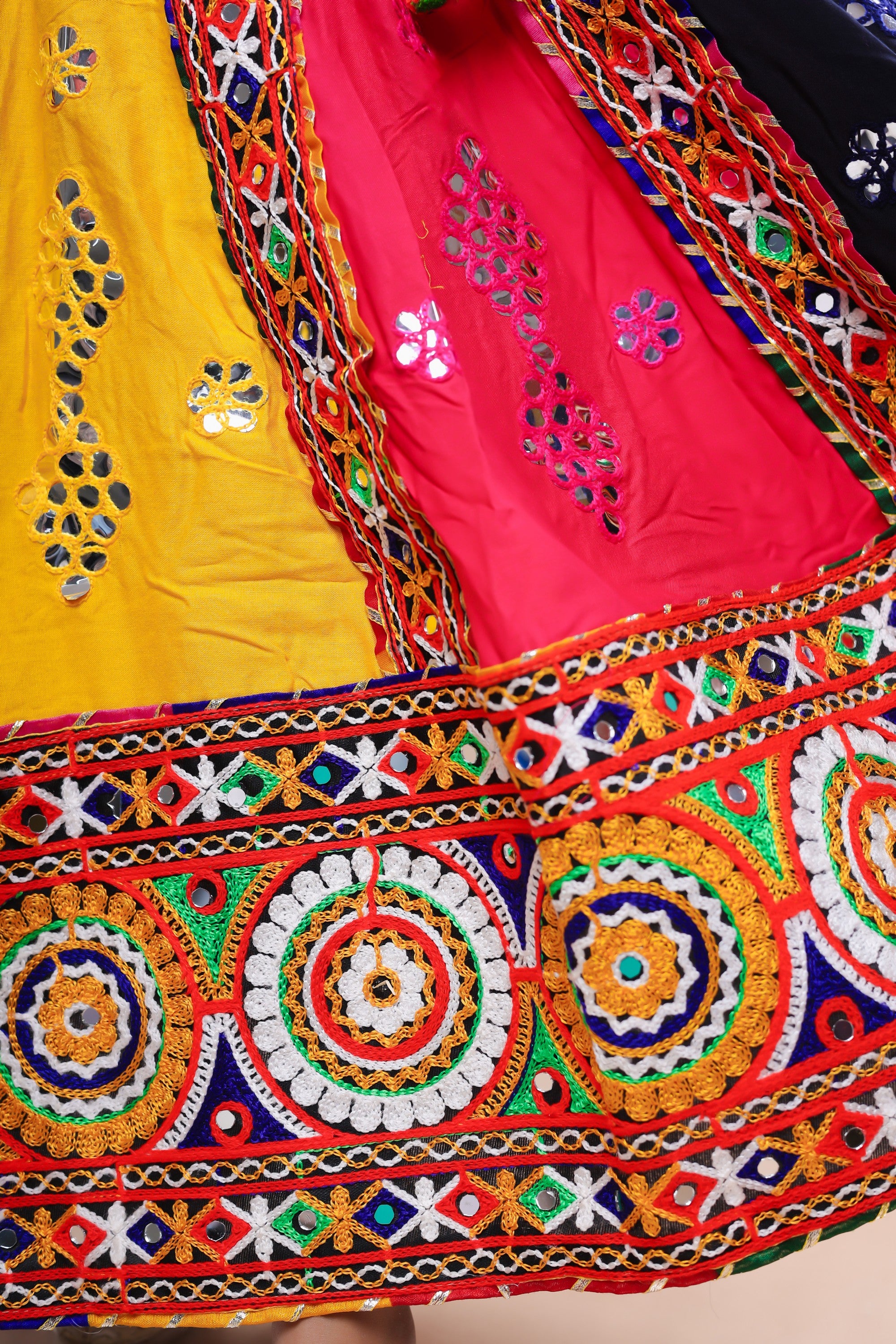 Banjara India Festive Wear Kutchwork Embroidered Girls Lehenga Choli Set with Dupatta (CC-KJKL) - Yellow