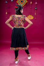 Banjara India Kutchi Emboidered Girls Dhoti Set (DHT-222) - Black
