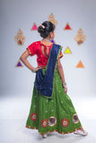 Banjara India Kutchi Embroidered Girls Chaniya Choli with Dupatta (CC-Flower)-Green