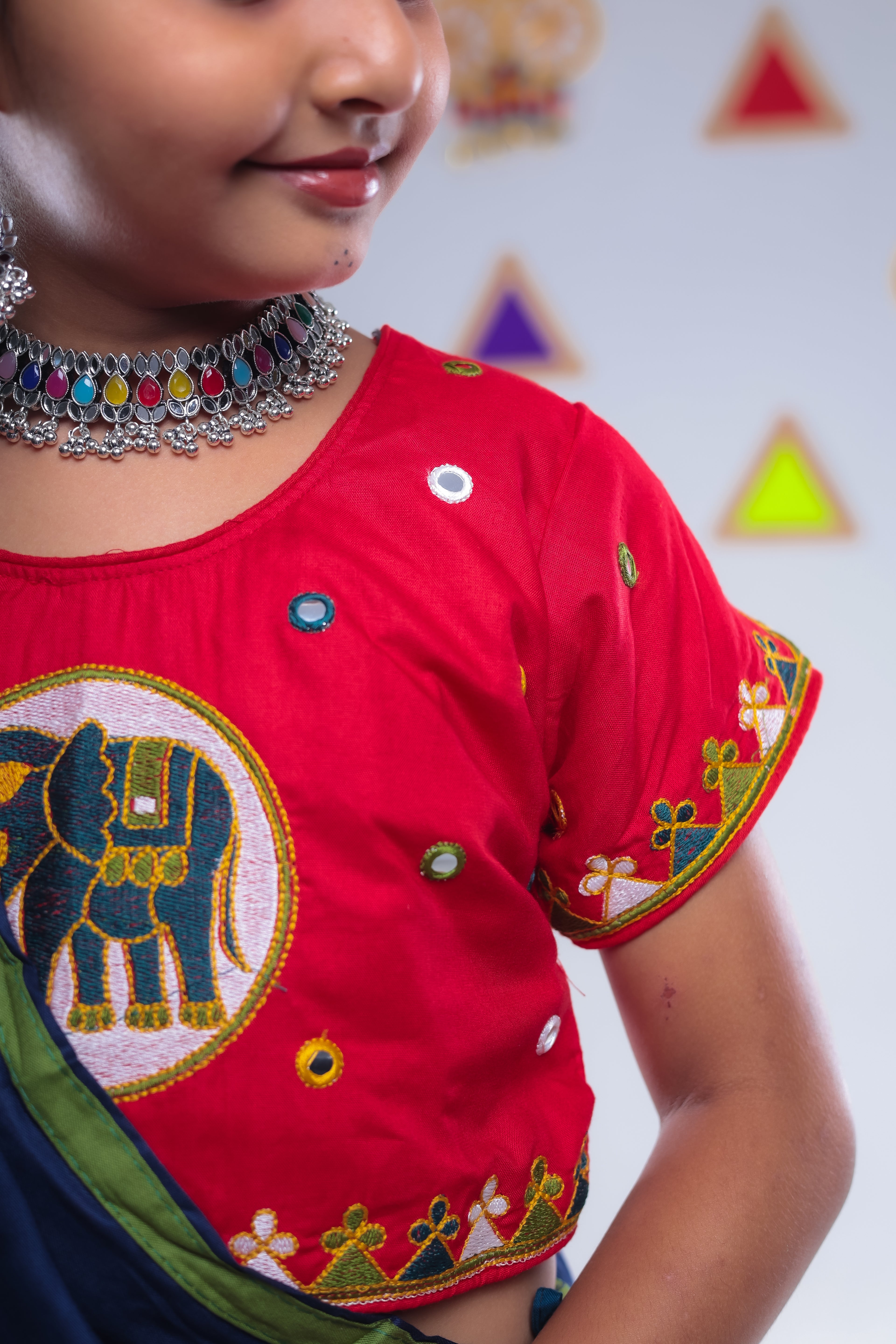 Banjara India Kutchi Embroidered Girls Chaniya Choli with Dupatta (CC-Flower)-Green
